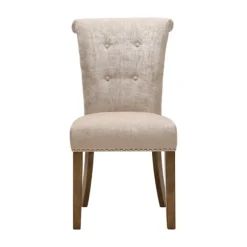 Kirkland's Home Dining Chairs-Cream Linen Rolled Back Dining Chairs, Set Of 2