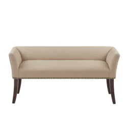 Kirkland's Home Benches & Ottomans-Cream Low Back Flared Arms Bench