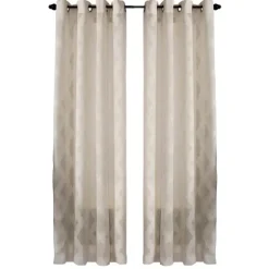 Kirkland's Home Curtains & Drapes-Cream Ogival Sheer Single Curtain Panel, 84 In.