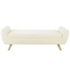 Kirkland's Home Benches & Ottomans-Cream Sherpa And Wood Storage Bench