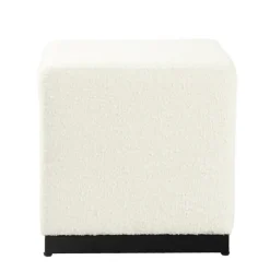 Kirkland's Home Benches & Ottomans-Cream Sherpa Boucle Cube Ottoman