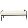 Kirkland's Home Benches & Ottomans-Cream Sherpa Upholstered Metal Bench