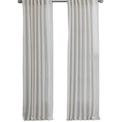 Kirkland's Home Curtains & Drapes-Cream Solid Pleated Single Curtain Panel, 84 In.