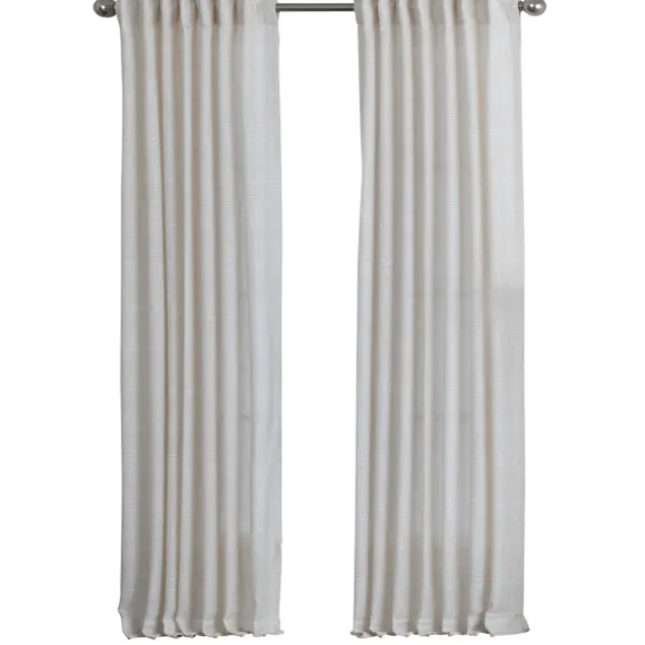Kirkland's Home Curtains & Drapes-Cream Solid Pleated Single Curtain Panel, 84 In.
