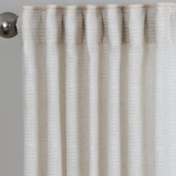 Kirkland's Home Curtains & Drapes-Cream Solid Pleated Single Curtain Panel, 84 In.