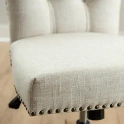 Kirkland's Home Office Furniture-Cream Tufted With Nailhead Trim Office Chair