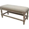 Kirkland's Home Benches & Ottomans-Cream Upholstered And Wooden Bench