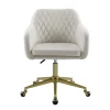 Kirkland's Home Office Furniture-Cream Upholstered Tufted Swivel Office Chair