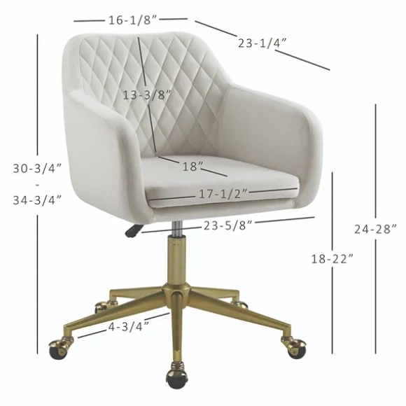 Kirkland's Home Office Furniture-Cream Upholstered Tufted Swivel Office Chair
