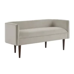 Kirkland's Home Sofas & Loveseats-Cream Velvet Low Back Transitional Settee