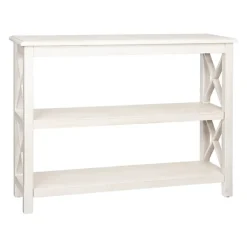 Kirkland's Home Entryway Furniture-Cream Wooden Plank X-Frame Console Table