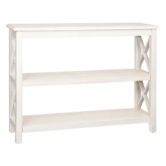 Kirkland's Home Entryway Furniture-Cream Wooden Plank X-Frame Console Table