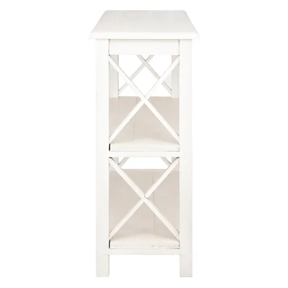Kirkland's Home Entryway Furniture-Cream Wooden Plank X-Frame Console Table