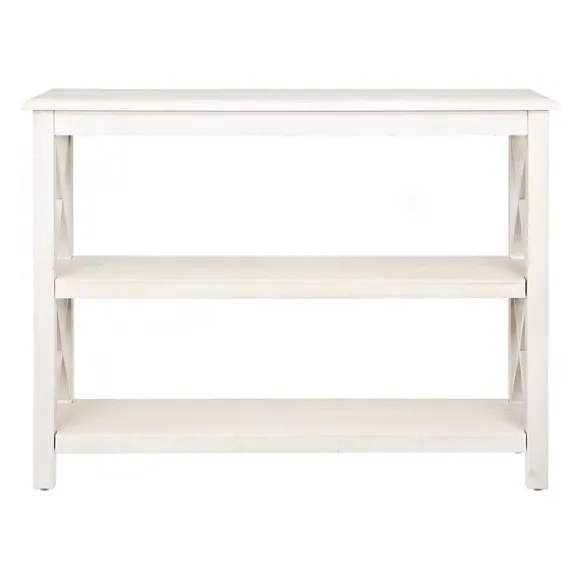 Kirkland's Home Entryway Furniture-Cream Wooden Plank X-Frame Console Table