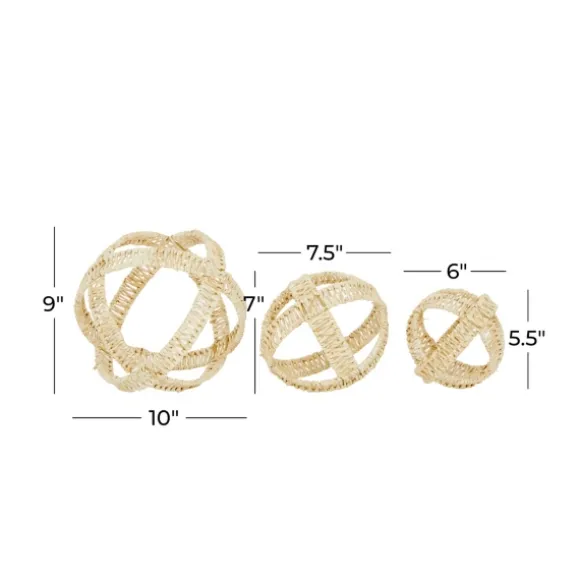 Kirkland's Home Decorative Accents-Cream Woven Decorative Orbs, Set Of 3