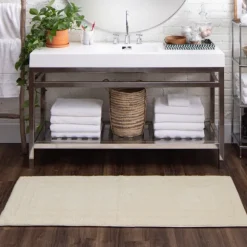 Kirkland's Home Bathroom Rugs-Creme Plush Reversible Cotton Bath Mat, 60 In.