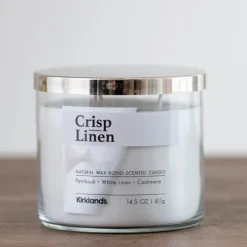 Kirkland's Home Candles-Crisp Linen 3-Wick Jar Candle