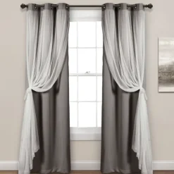 Kirkland's Home Curtains & Drapes-Curtain Panel Set With Overlay, 84 In.