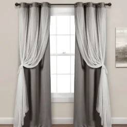 Kirkland's Home Curtains & Drapes-Curtain Panel Set With Overlay, 95 In.