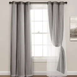 Kirkland's Home Curtains & Drapes-Curtain Panel Set With Overlay, 95 In.
