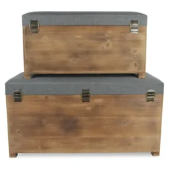 Kirkland's Home Benches & Ottomans-Cushioned Storage Benches, Set Of 2