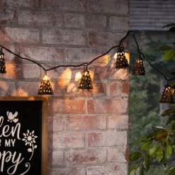 Kirkland's Home Outdoor Lighting-Cutout Cone Outdoor String Lights