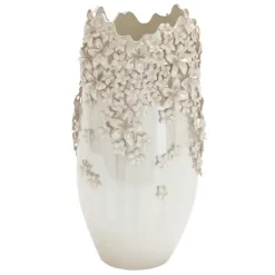 Kirkland's Home Vases-3D Floral Cream Ceramic Vase