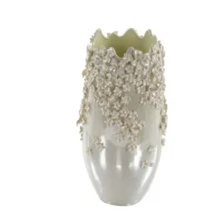 Kirkland's Home Vases-3D Floral Cream Ceramic Vase