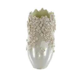 Kirkland's Home Vases-3D Floral Cream Ceramic Vase