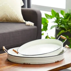 Kirkland's Home Decorative Trays-Daisy Farmhouse 2-Pc. Decorative Tray Set