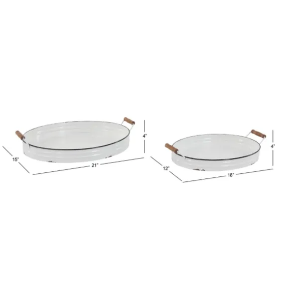 Kirkland's Home Decorative Trays-Daisy Farmhouse 2-Pc. Decorative Tray Set