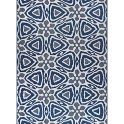 Kirkland's Home Outdoor Rugs-Darcie Blue Geometric Outdoor Rug, 5X8