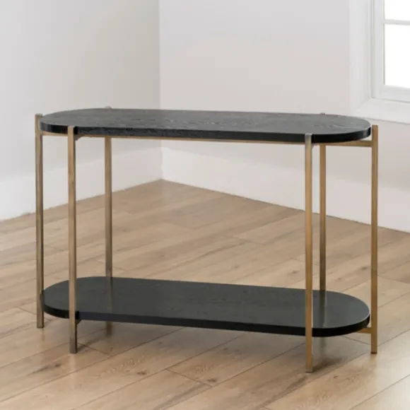Kirkland's Home Entryway Furniture-Darcy Black Oval Console Table