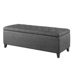 Kirkland's Home Benches & Ottomans-Dark Button Tufted Storage Bench