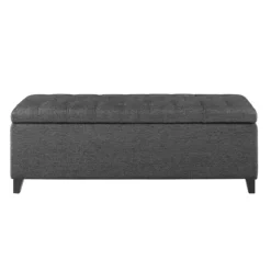 Kirkland's Home Benches & Ottomans-Dark Button Tufted Storage Bench