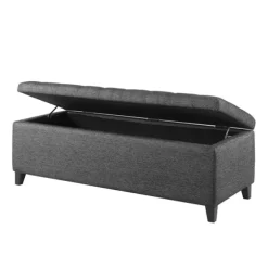 Kirkland's Home Benches & Ottomans-Dark Button Tufted Storage Bench