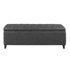 Kirkland's Home Benches & Ottomans-Dark Button Tufted Storage Bench