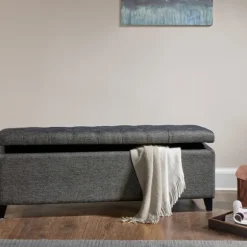 Kirkland's Home Benches & Ottomans-Dark Button Tufted Storage Bench