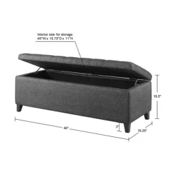 Kirkland's Home Benches & Ottomans-Dark Button Tufted Storage Bench