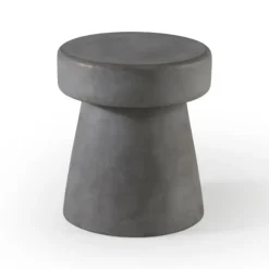 Kirkland's Home Accent & End Tables-Dark Concrete Sculpted Base Accent Table