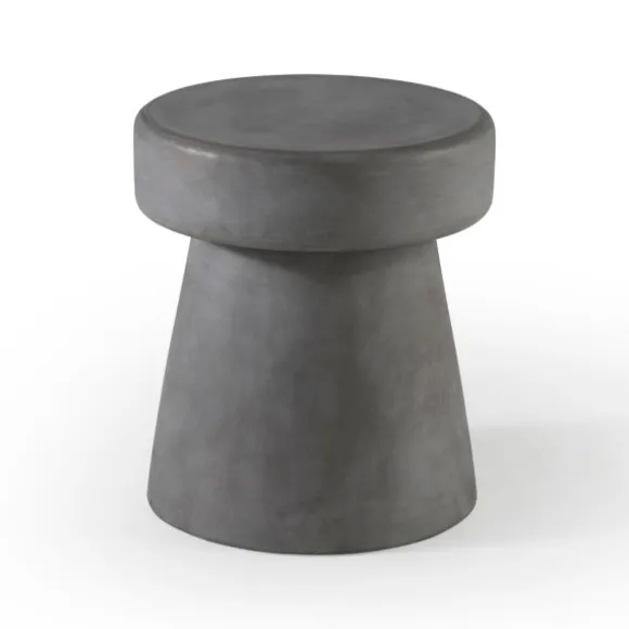 Kirkland's Home Accent & End Tables-Dark Concrete Sculpted Base Accent Table