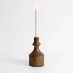 Kirkland's Home Candle Holders-Dark Eucalyptus Wood Taper Candle Holder, 8 In.