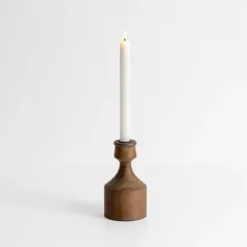 Kirkland's Home Candle Holders-Dark Eucalyptus Wood Taper Candle Holder, 6 In.