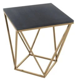 Kirkland's Home Accent & End Tables-Dark Marble And Gold Geometric Accent Table