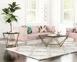 Kirkland's Home Accent & End Tables-Dark Marble And Gold Geometric Accent Table