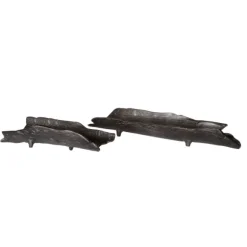 Kirkland's Home Decorative Trays-Dark Nickel Metal Trays, Set Of 2