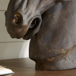 Kirkland's Home Statues & Figurines-Dark Polystone Horse Head Statue