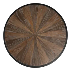 Kirkland's Home Accent & End Tables-Dark Reclaimed Elm Wood Drum Accent Table
