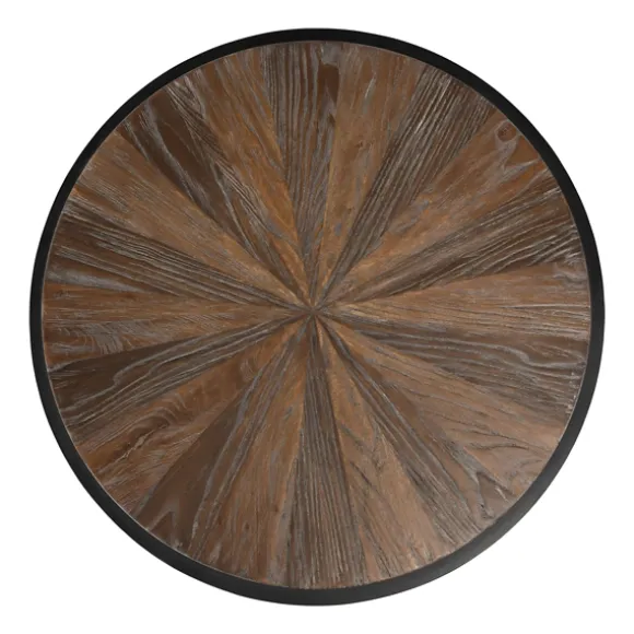 Kirkland's Home Accent & End Tables-Dark Reclaimed Elm Wood Drum Accent Table