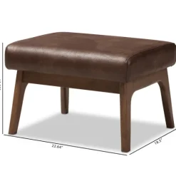 Kirkland's Home Benches & Ottomans-Dark Walnut Faux Leather Ottoman